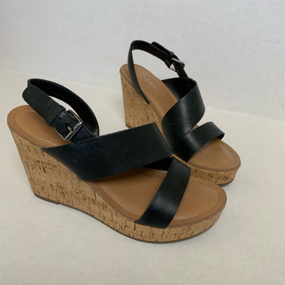 Franco Sarto Shoes - Franco Sarto Black Leather Wedge Size 8